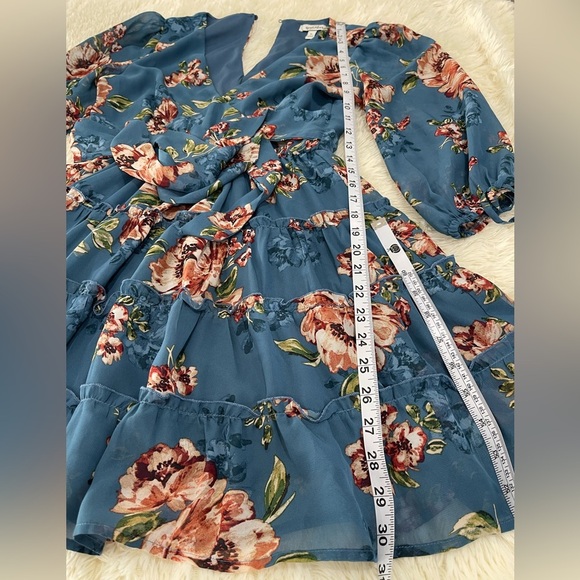 Speechless Teal Floral Long Sleeve Dress - Picture 5 of 8
